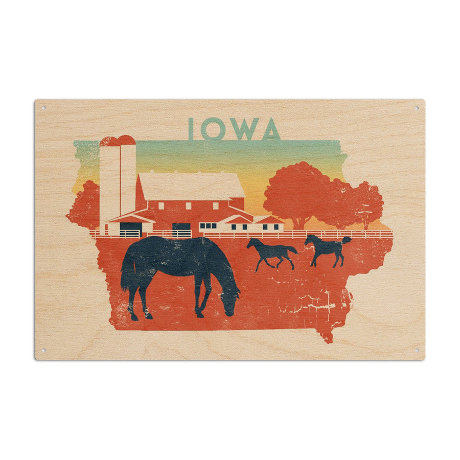 Iowa, State Abstract, Farm, Contour, Lantern Press Artwork, Wood Signs and Postcards Wood Lantern Press 