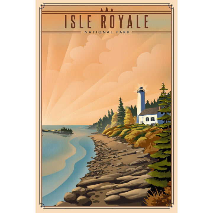 Isle Royale National Park, Michigan, Lithograph National Park Series, Lantern Press Artwork, Towels and Aprons Kitchen Lantern Press 