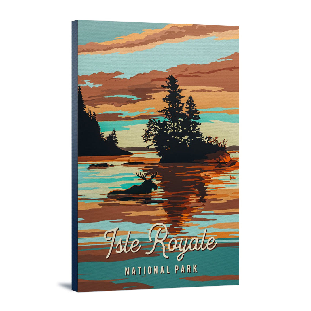 Isle Royale National Park, Michigan, Painterly National Park Series, Stretched Canvas Canvas Lantern Press 12x18 Stretched Canvas 
