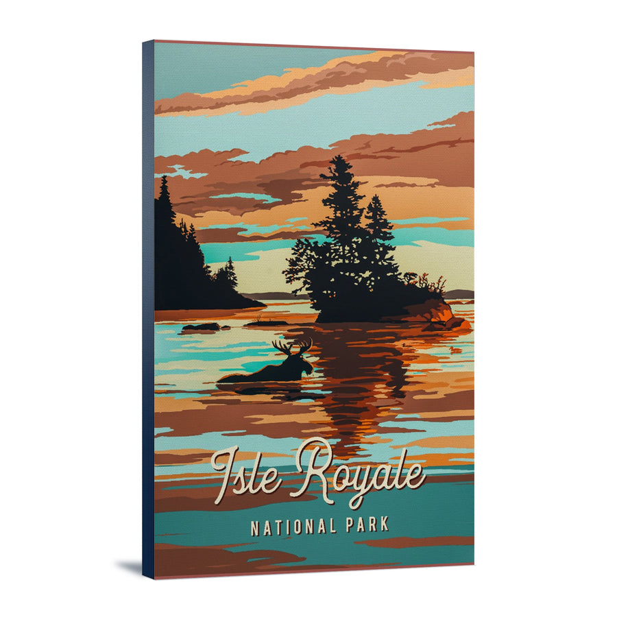 Isle Royale National Park, Michigan, Painterly National Park Series, Stretched Canvas Canvas Lantern Press 