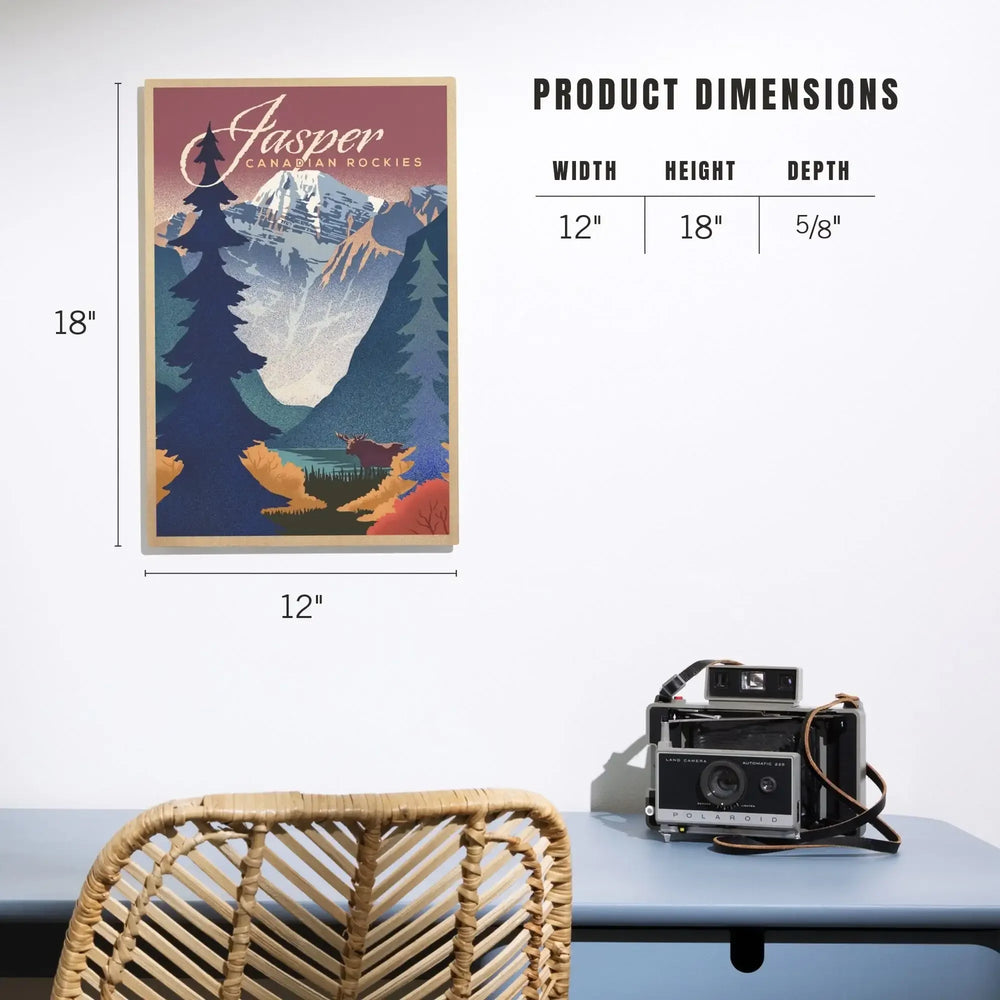 Jasper, Canada, Canadian Rockies, Mountain Scene, Lithograph, Lantern Press Artwork, Wood Signs and Postcards - Lantern Press