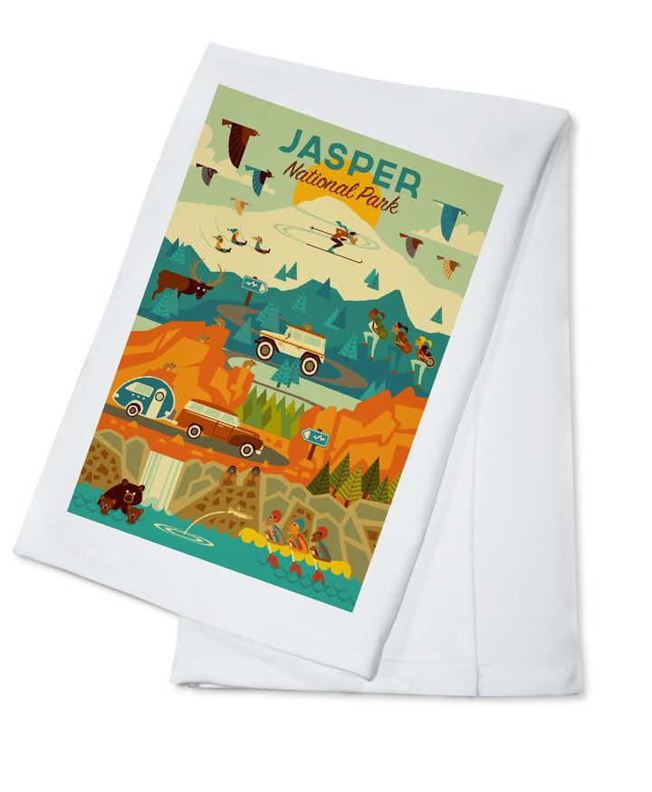 Jasper National Park, Canada, Geometric, Lantern Press Artwork, Towels and Aprons Kitchen Lantern Press 
