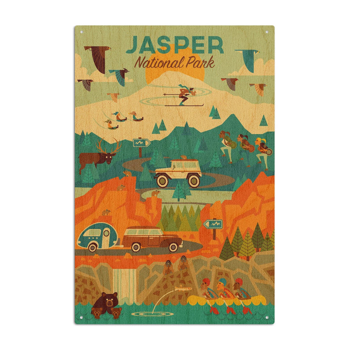 Jasper National Park, Canada, Geometric, Lantern Press Artwork, Wood Signs and Postcards Wood Lantern Press 10 x 15 Wood Sign 