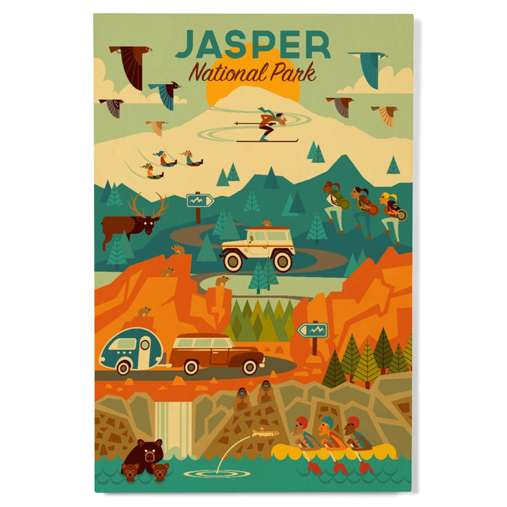 Jasper National Park, Canada, Geometric, Lantern Press Artwork, Wood Signs and Postcards Wood Lantern Press 
