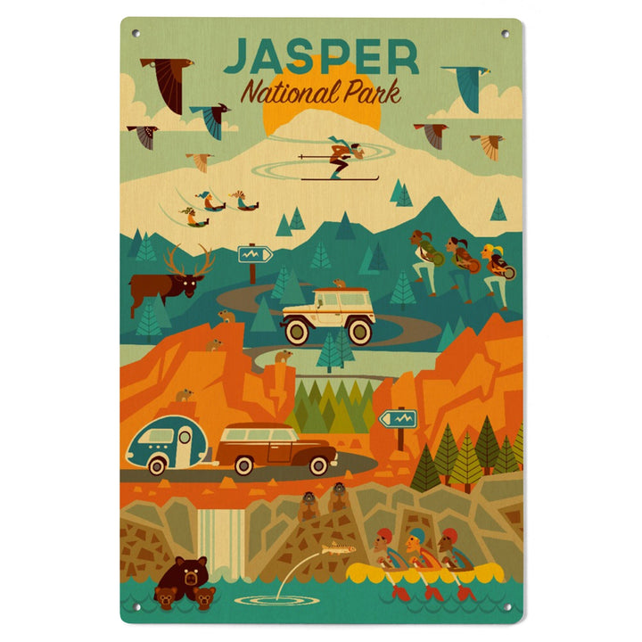 Jasper National Park, Canada, Geometric, Lantern Press Artwork, Wood Signs and Postcards Wood Lantern Press 