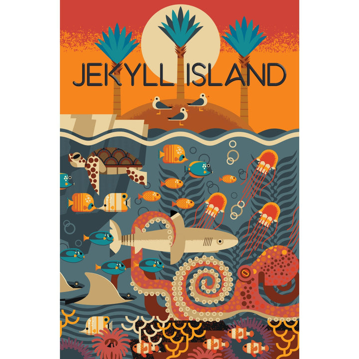 Jekyll Island, Georgia, Textured Geometric, Lantern Press Artwork, Stretched Canvas Canvas Lantern Press 