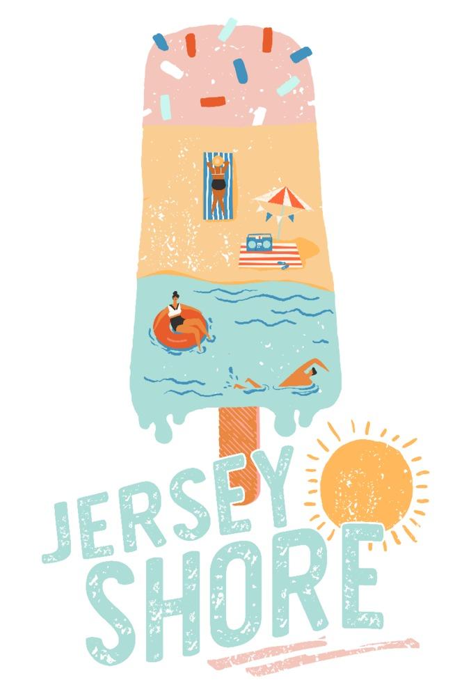 Jersey Shore, New Jersey, Summer Ice Cream Scene, Lantern Press Artwork, Art Prints and Metal Signs Art Lantern Press 12 x 18 Art Print 