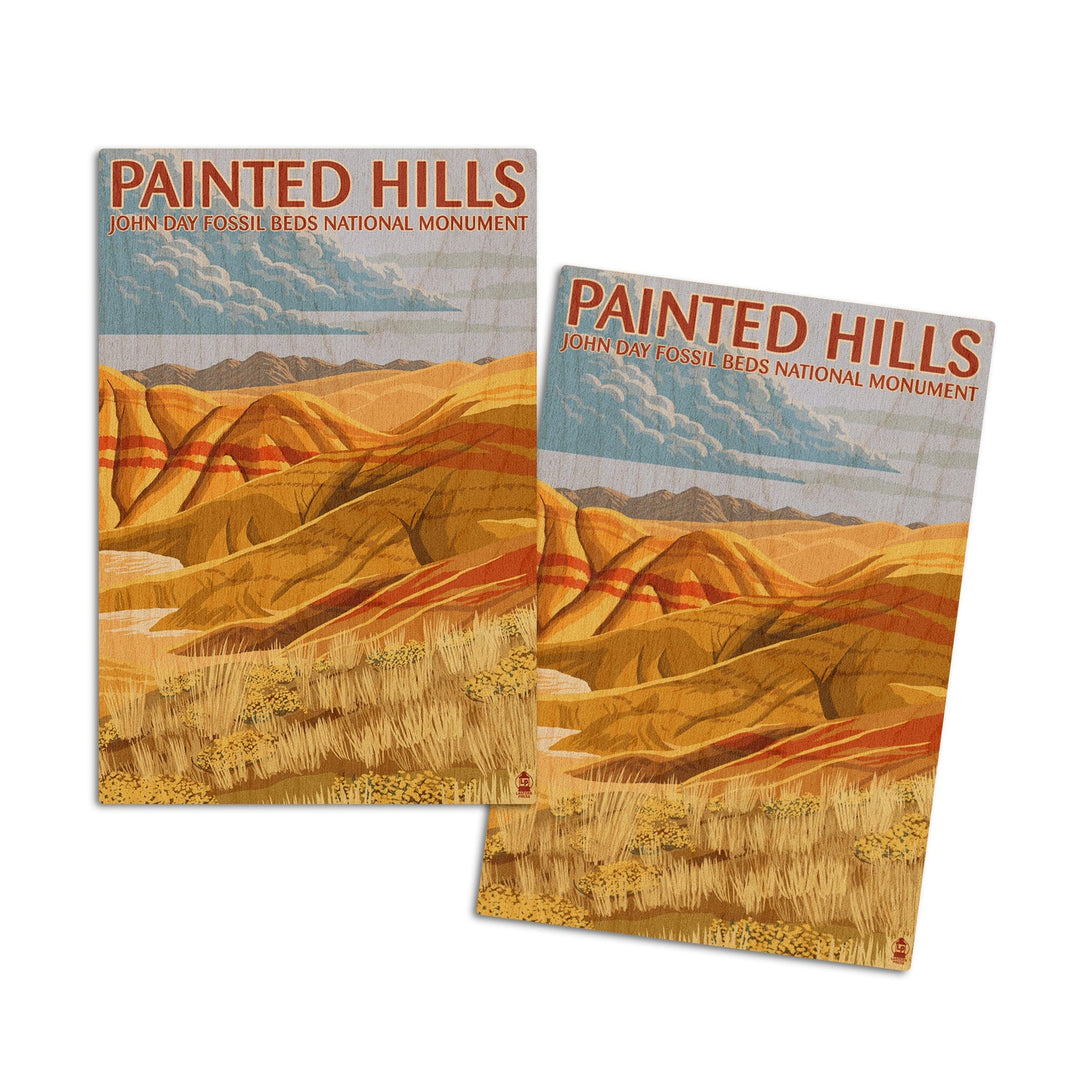 John Day Fossil Beds, Oregon, Painted Hills, Lantern Press Artwork, Wood Signs and Postcards Wood Lantern Press 4x6 Wood Postcard Set 