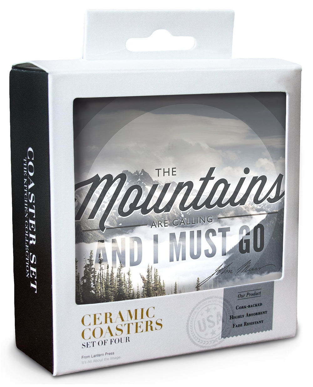 John Muir, The Mountains are Calling, Lantern Press Photography, Coaster Set Coasters Lantern Press 