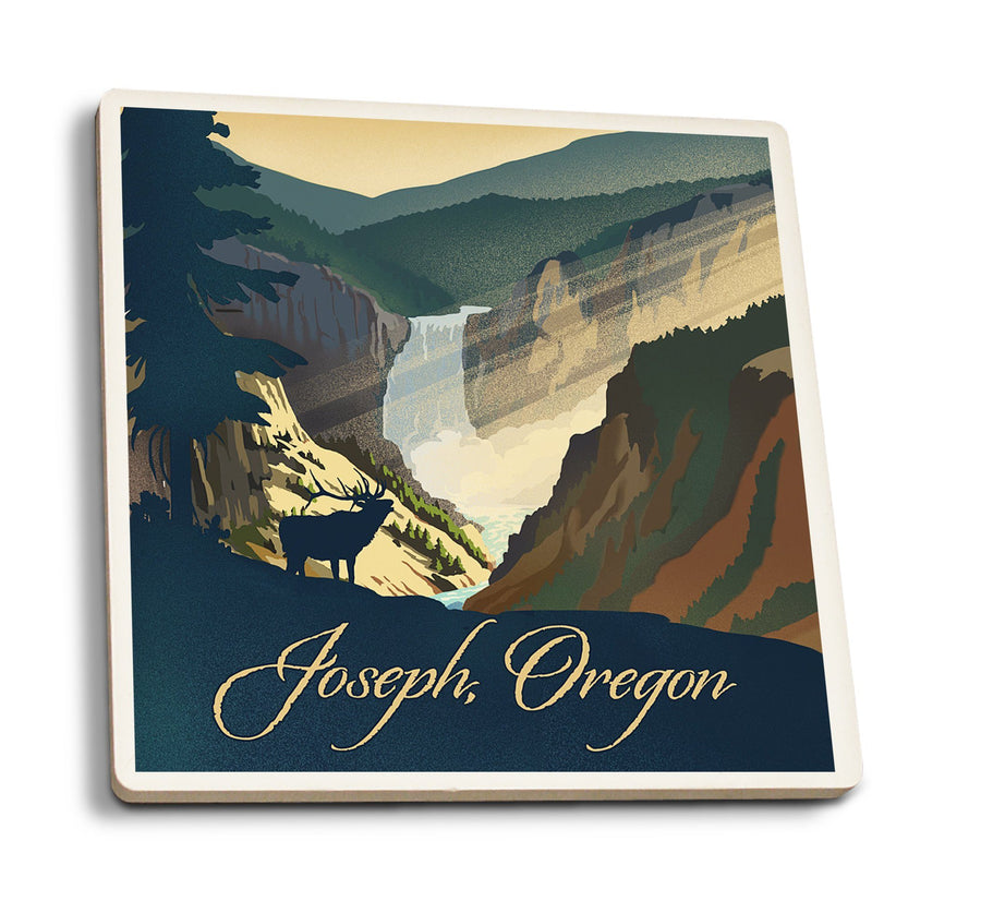 Joseph, Oregon, Lithograph, Lantern Press Artwork, Coaster Set Coasters Lantern Press 