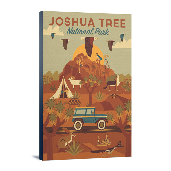 Joshua Tree National Park, California, Geometric National Park Series, Lantern Press Artwork, Stretched Canvas Canvas Lantern Press 12x18 Stretched Canvas 