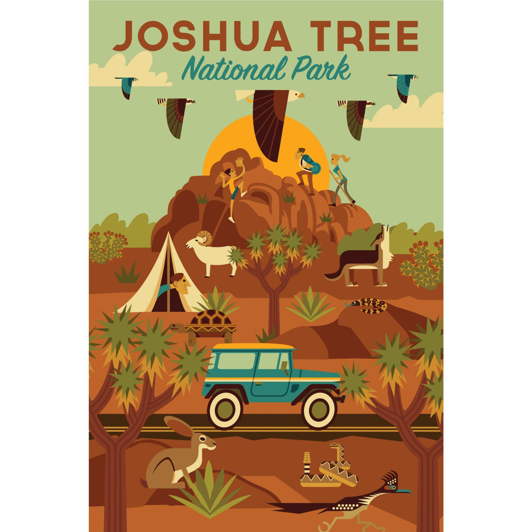 Joshua Tree National Park, California, Geometric National Park Series, Lantern Press Artwork, Towels and Aprons Kitchen Lantern Press 