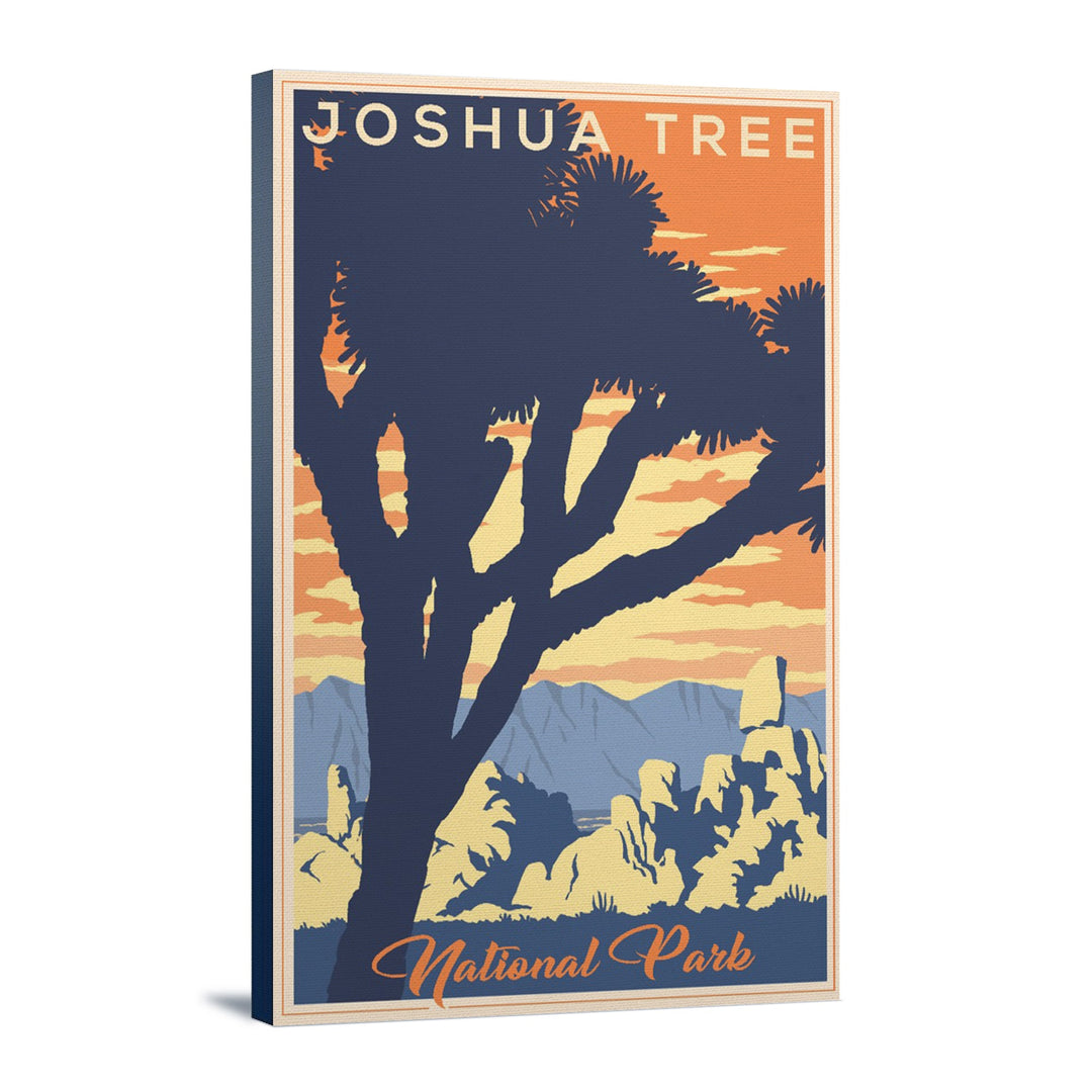 Joshua Tree National Park, California, Lithograph, Lantern Press Artwork, Stretched Canvas Canvas Lantern Press 12x18 Stretched Canvas 