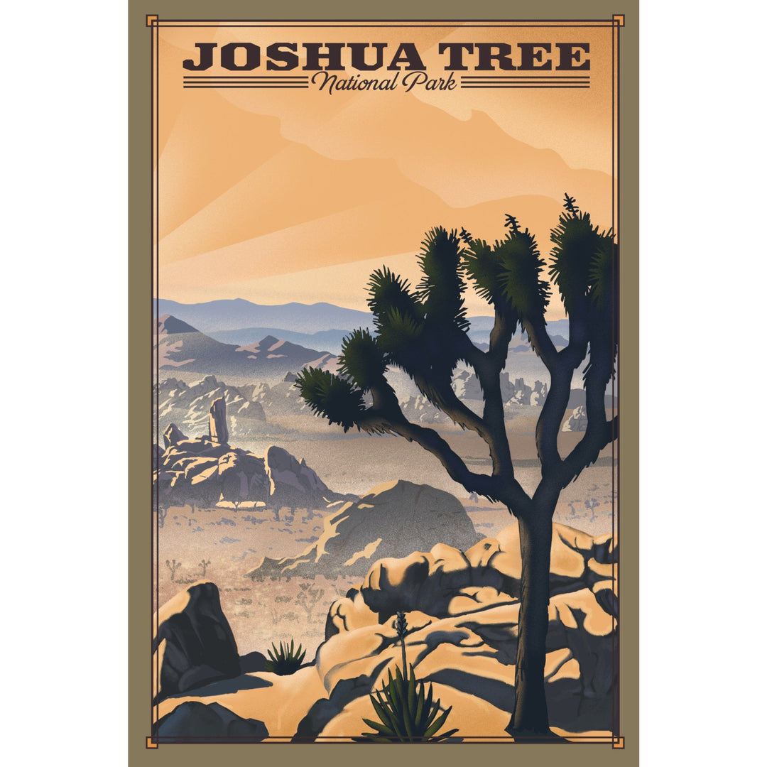Joshua Tree National Park, California, Lithograph National Park Series, Lantern Press Artwork, Towels and Aprons Kitchen Lantern Press 