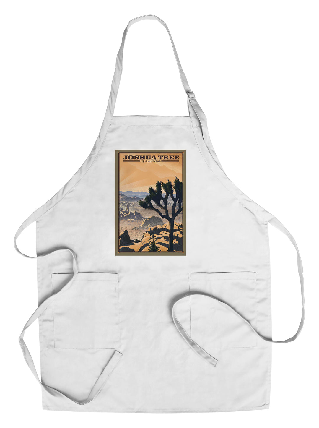 Joshua Tree National Park, California, Lithograph National Park Series, Lantern Press Artwork, Towels and Aprons Kitchen Lantern Press Chef's Apron 
