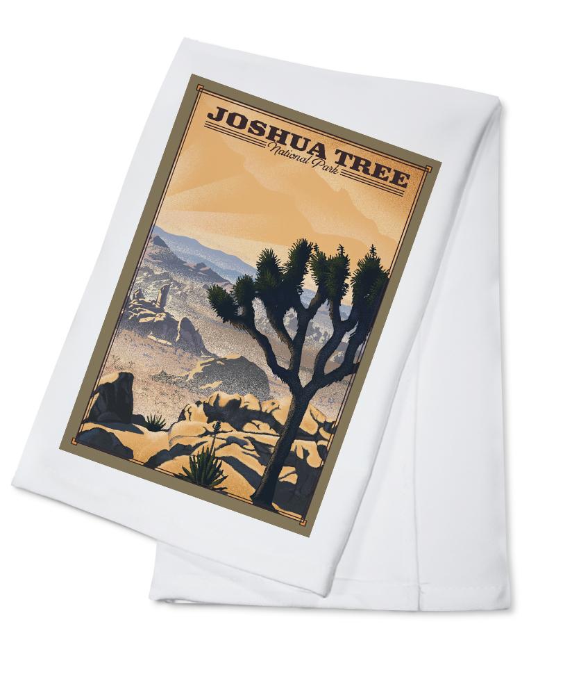 Joshua Tree National Park, California, Lithograph National Park Series, Lantern Press Artwork, Towels and Aprons Kitchen Lantern Press Cotton Towel 