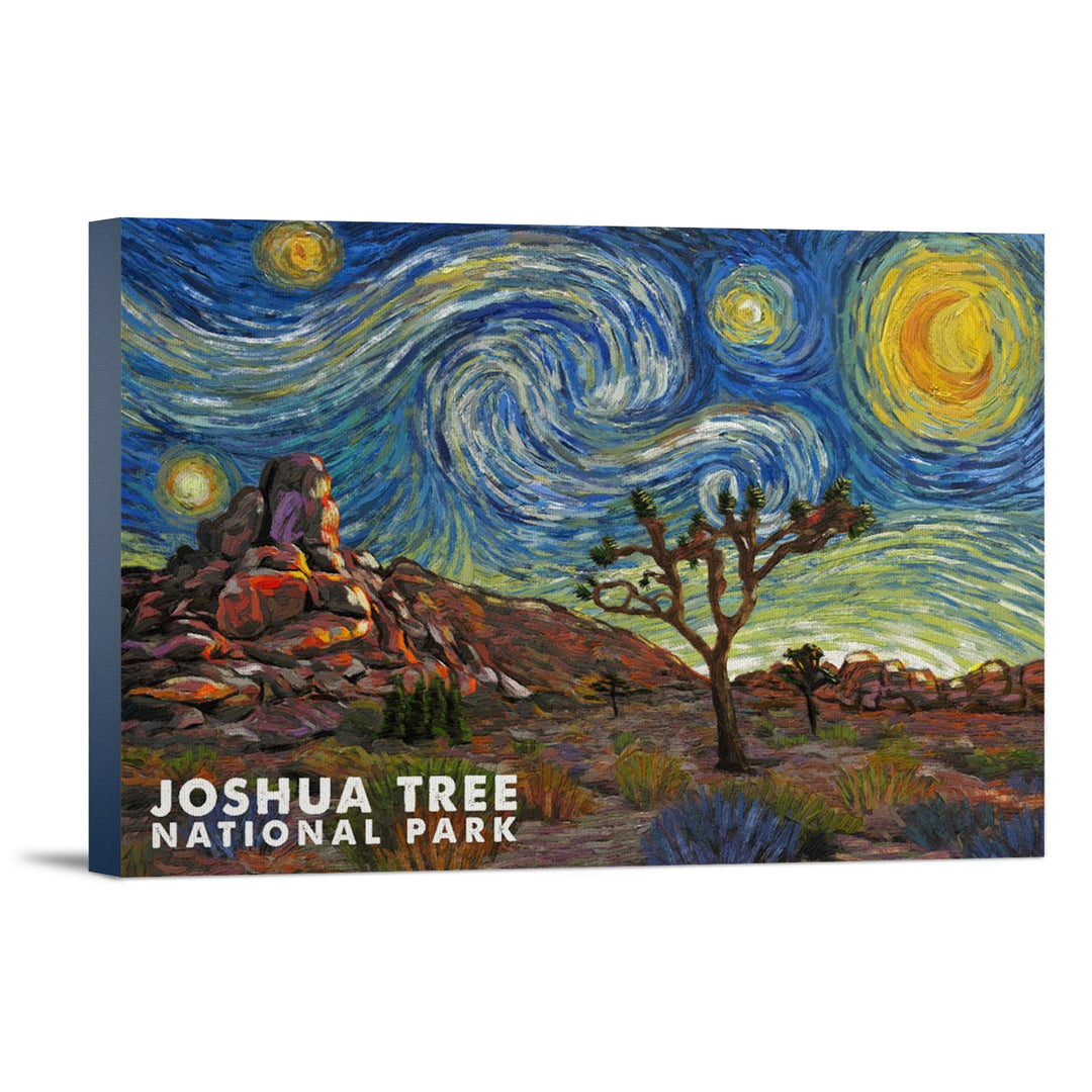 Joshua Tree National Park, Starry Night National Park Series, Lantern Press Artwork, Stretched Canvas Canvas Lantern Press 24x36 Stretched Canvas 