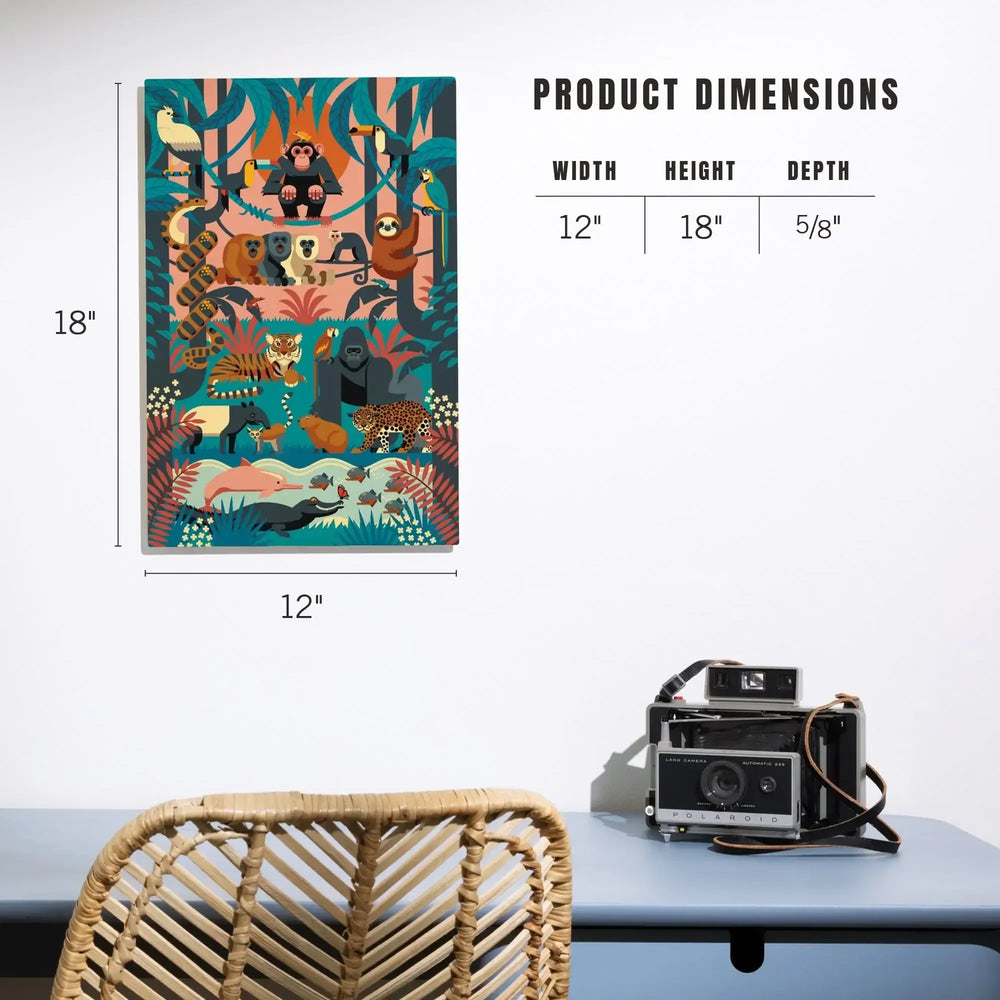 Jungle, Textured Geometric, Lantern Press Artwork, Wood Signs and Postcards - Lantern Press