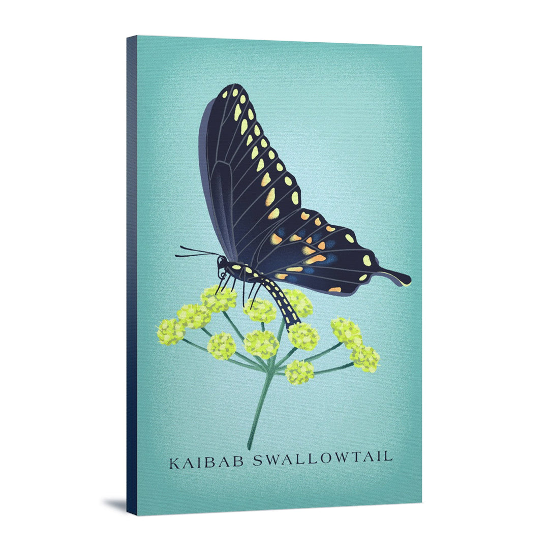 Kaibab Swallowtail, Vintage Flora, Lantern Press Artwork, Stretched Canvas Canvas Lantern Press 12x18 Stretched Canvas 