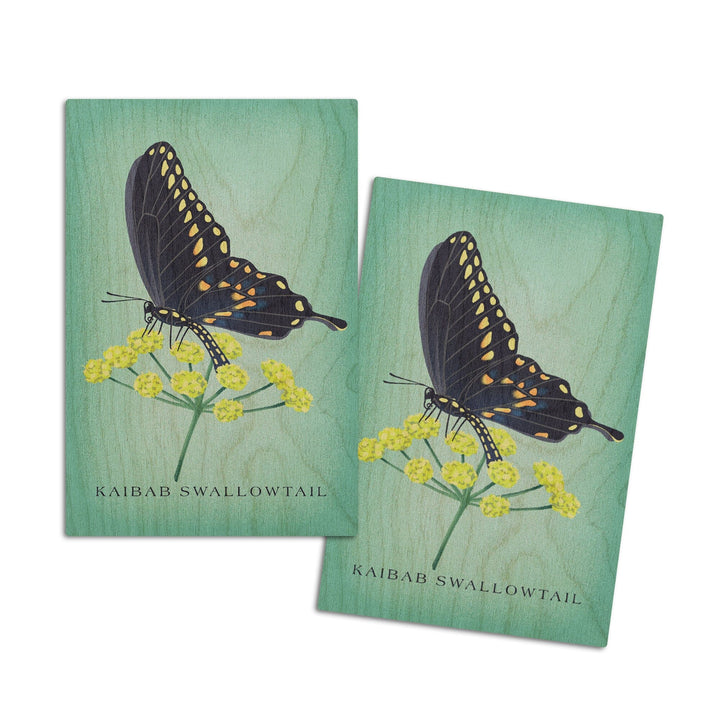 Kaibab Swallowtail, Vintage Flora, Lantern Press Artwork, Wood Signs and Postcards Wood Lantern Press 4x6 Wood Postcard Set 