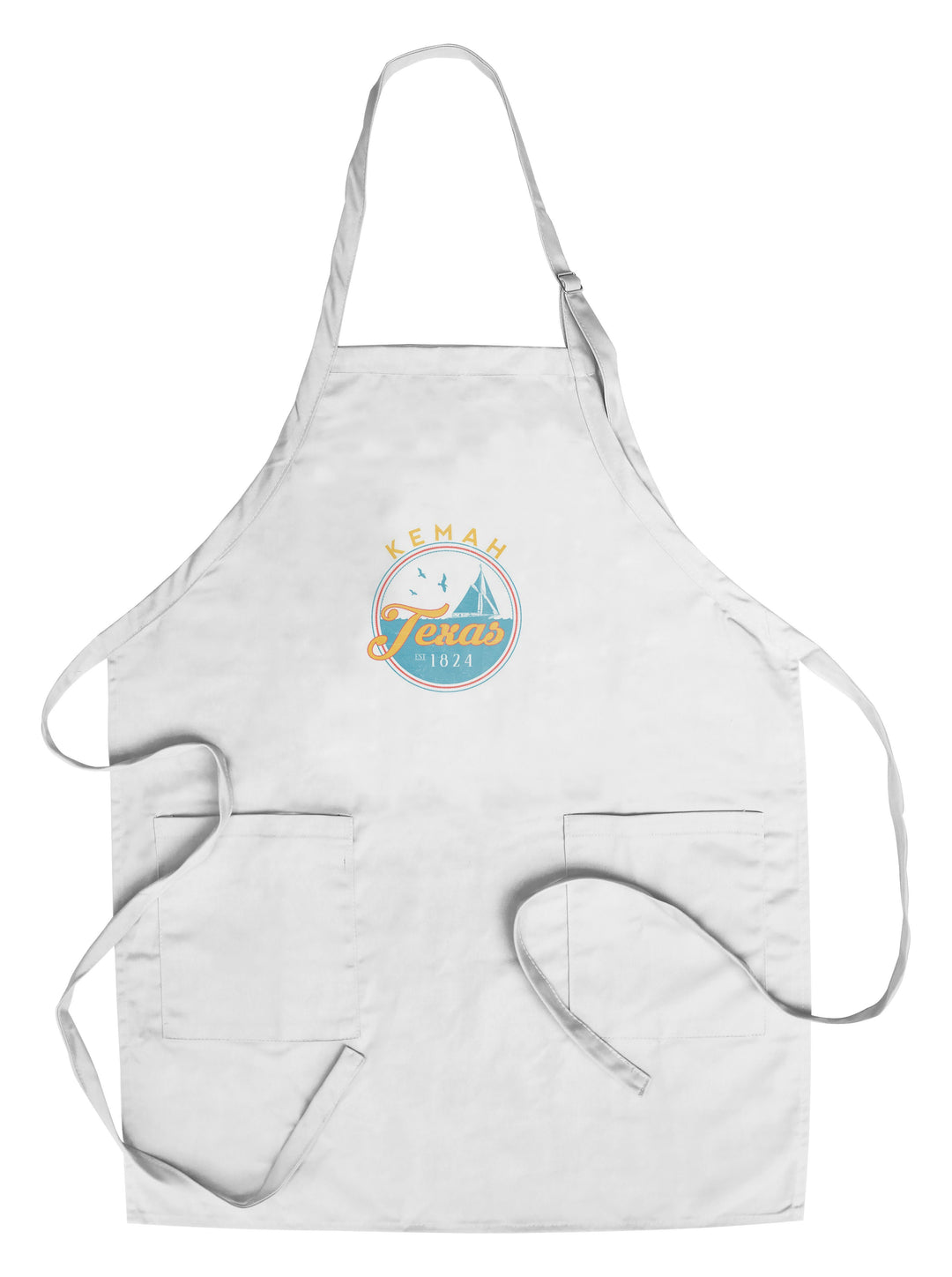 Kemah, Texas, Sail Boat Scene, Contour, Lantern Press Artwork, Towels and Aprons Kitchen Lantern Press Chef's Apron 