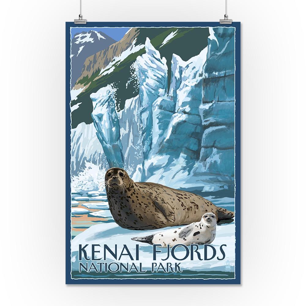 Kenai Fjords National Park, Alaska, Seals & Ice Shelf, Lantern Press Artwork, Art Prints and Metal Signs Art Lantern Press 16 x 24 Giclee Print 