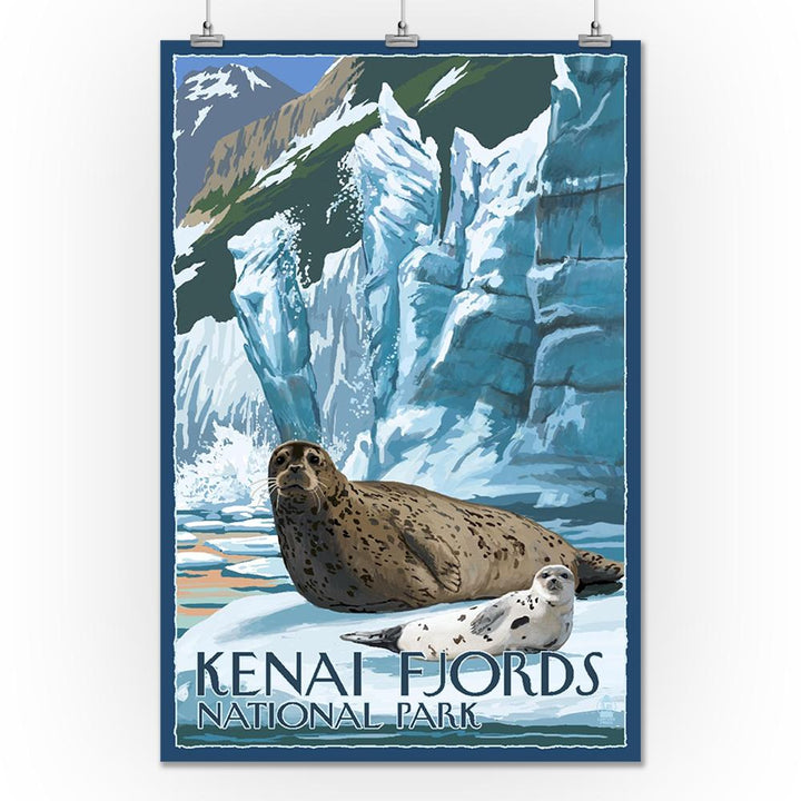 Kenai Fjords National Park, Alaska, Seals & Ice Shelf, Lantern Press Artwork, Art Prints and Metal Signs Art Lantern Press 24 x 36 Giclee Print 