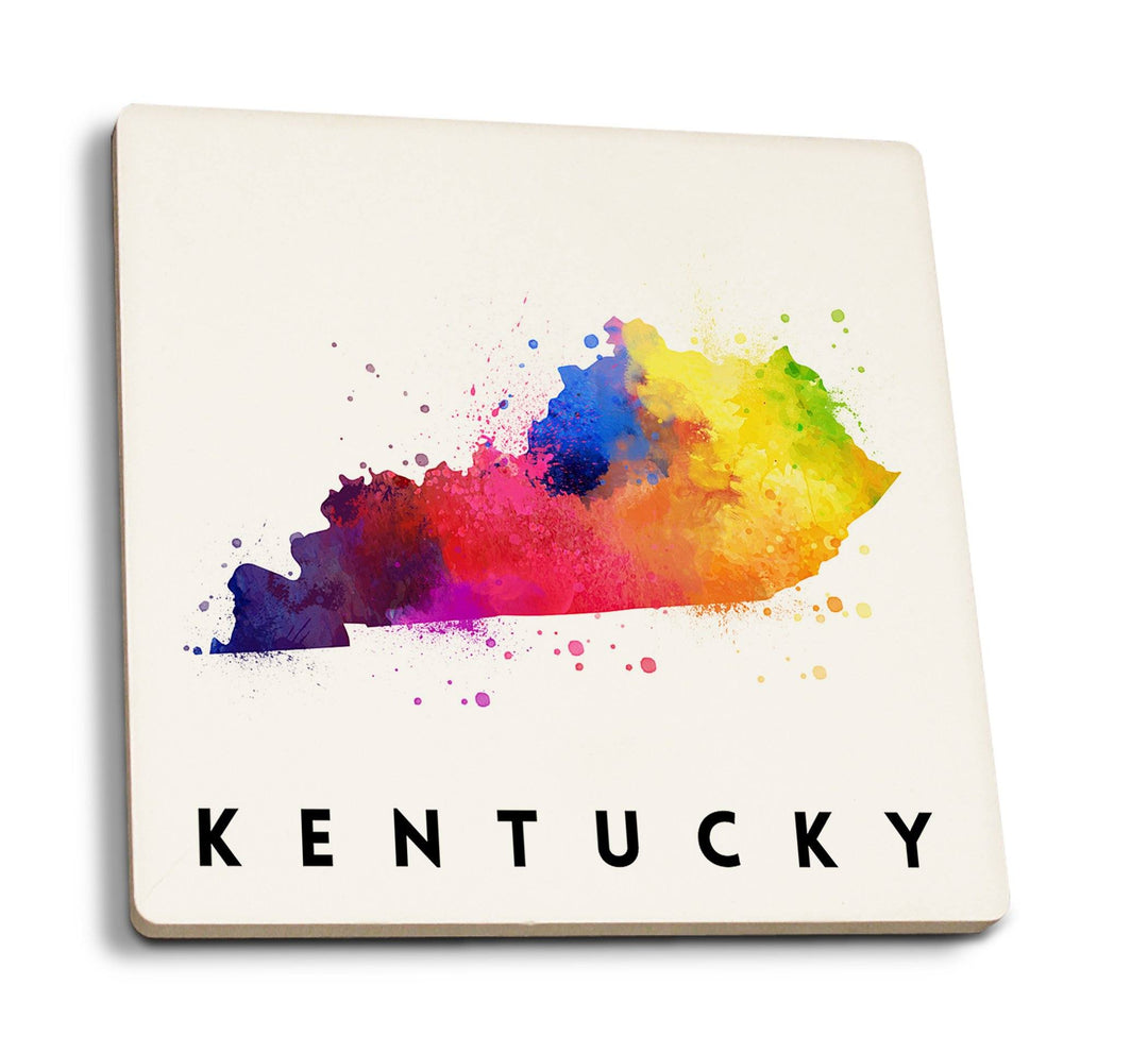 Kentucky, State Abstract Watercolor, Lantern Press Artwork, Coaster Set Coasters Lantern Press 