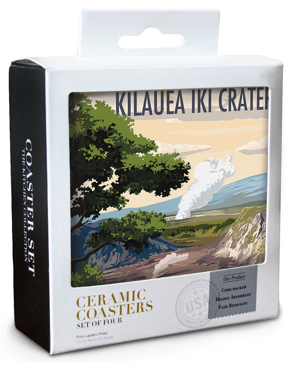 Kilauea Iki Crater, Hawaii Volcanoes National Park, Lantern Press Artwork, Coaster Set Coasters Lantern Press 