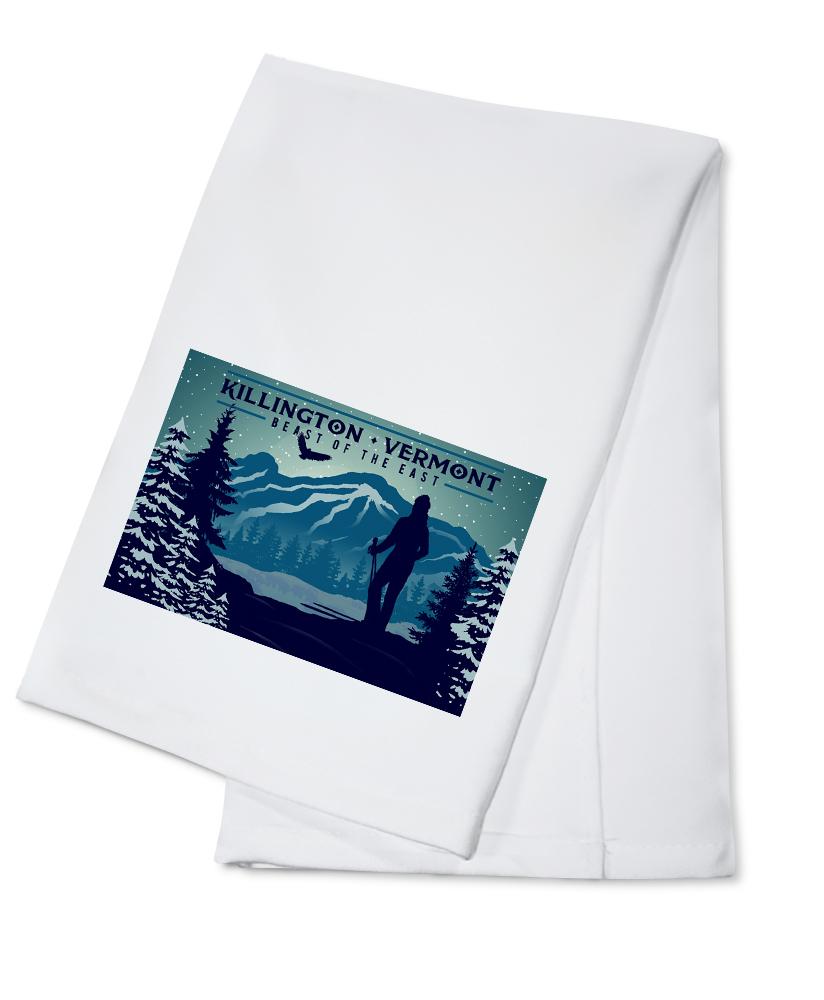 Killington, Vermont, Beast of the East, Skier & Mountain, Lantern Press Artwork, Towels and Aprons Kitchen Lantern Press Cotton Towel 