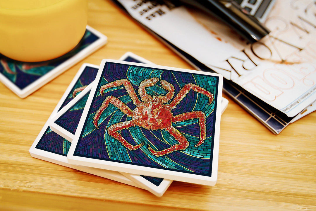 King Crab, Mosaic, Lantern Press Poster, Coaster Set Coasters Lantern Press 