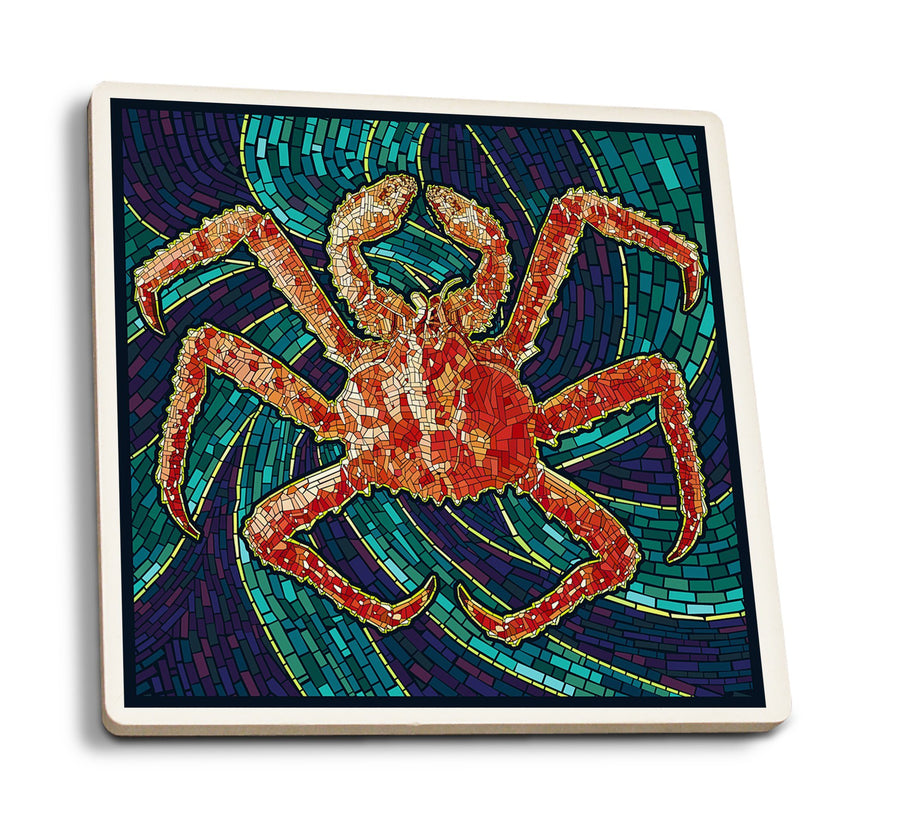 King Crab, Mosaic, Lantern Press Poster, Coaster Set Coasters Lantern Press 