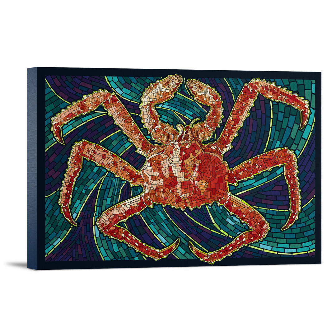King Crab, Mosaic, Lantern Press Poster, Stretched Canvas Canvas Lantern Press 12x18 Stretched Canvas 