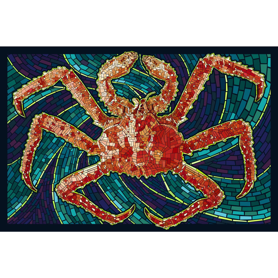 King Crab, Mosaic, Lantern Press Poster, Stretched Canvas Canvas Lantern Press 