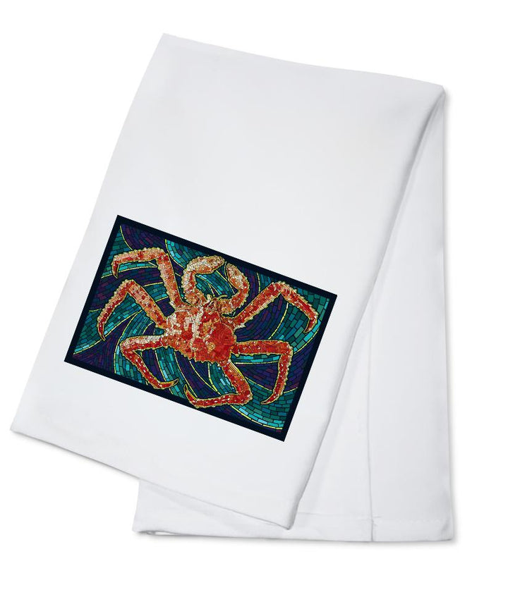 King Crab, Mosaic, Lantern Press Poster, Towels and Aprons Kitchen Lantern Press Cotton Towel 