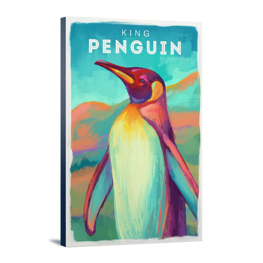 King Penguin, Vivid Series, Lantern Press Artwork, Stretched Canvas Canvas Lantern Press 