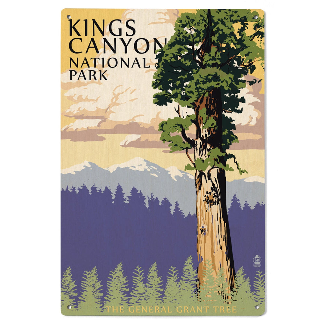 Kings Canyon National Park, California, General Grant Tree and Mountains, Lantern Press Artwork, Wood Signs and Postcards Wood Lantern Press 