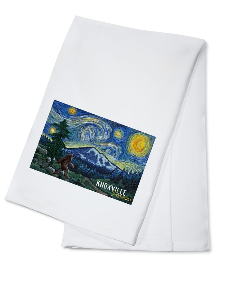 Knoxville, Tennessee, Bigfoot, Starry Night Kitchen Lantern Press Cotton Towel 