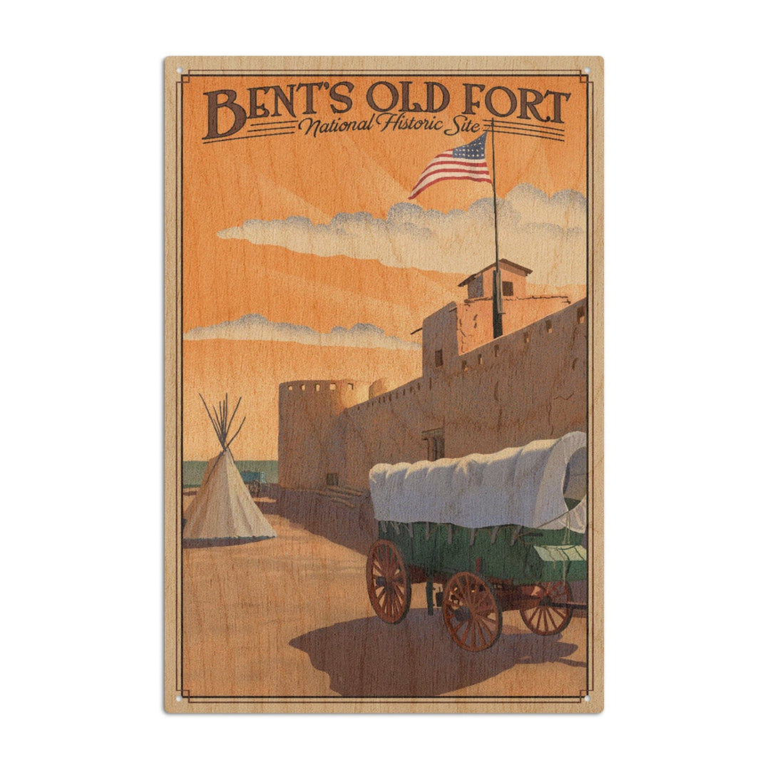 La Junta, Colorado, Bents Old Fort National Historic Site, Litho, Lantern Press Artwork, Wood Signs and Postcards Wood Lantern Press 10 x 15 Wood Sign 