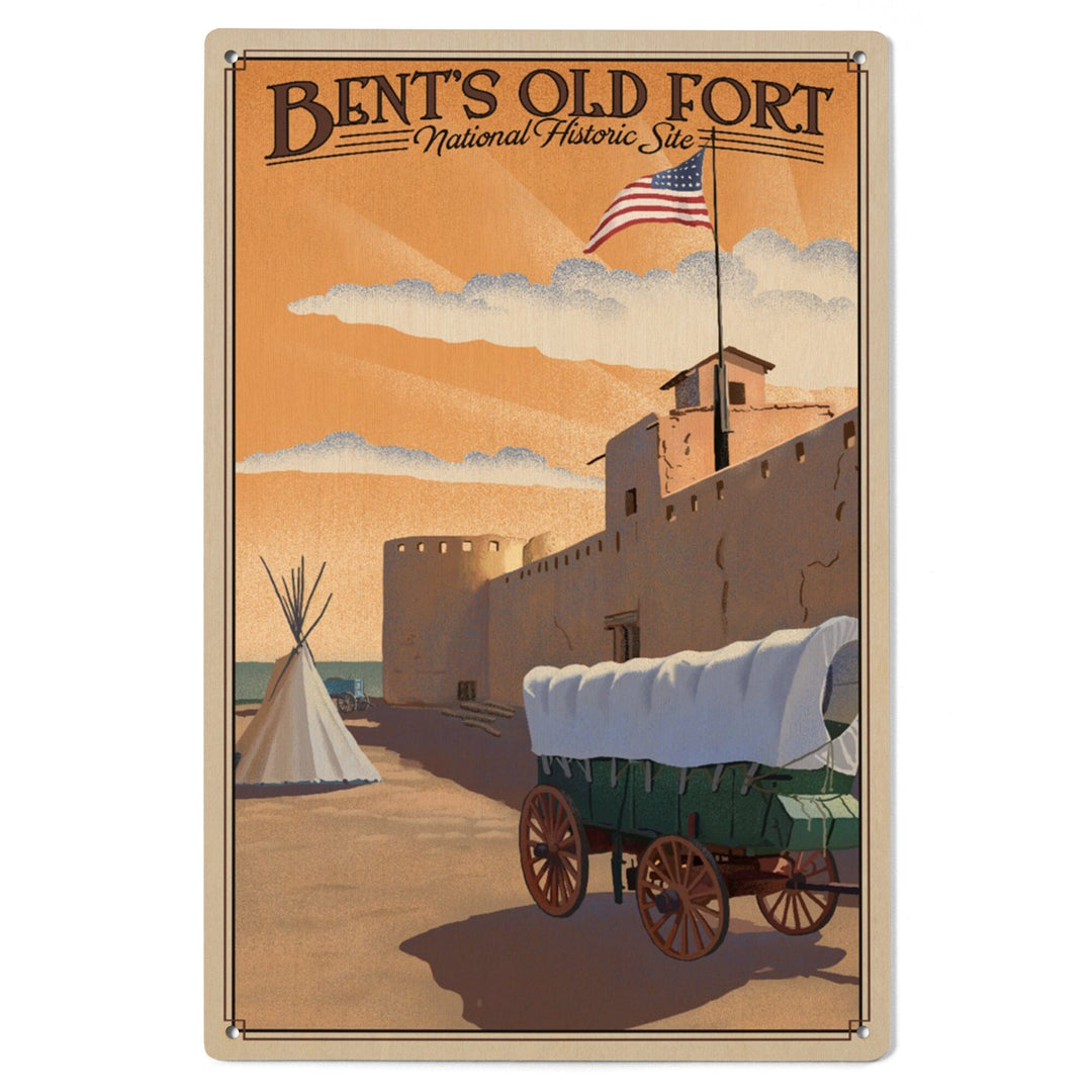 La Junta, Colorado, Bents Old Fort National Historic Site, Litho, Lantern Press Artwork, Wood Signs and Postcards Wood Lantern Press 