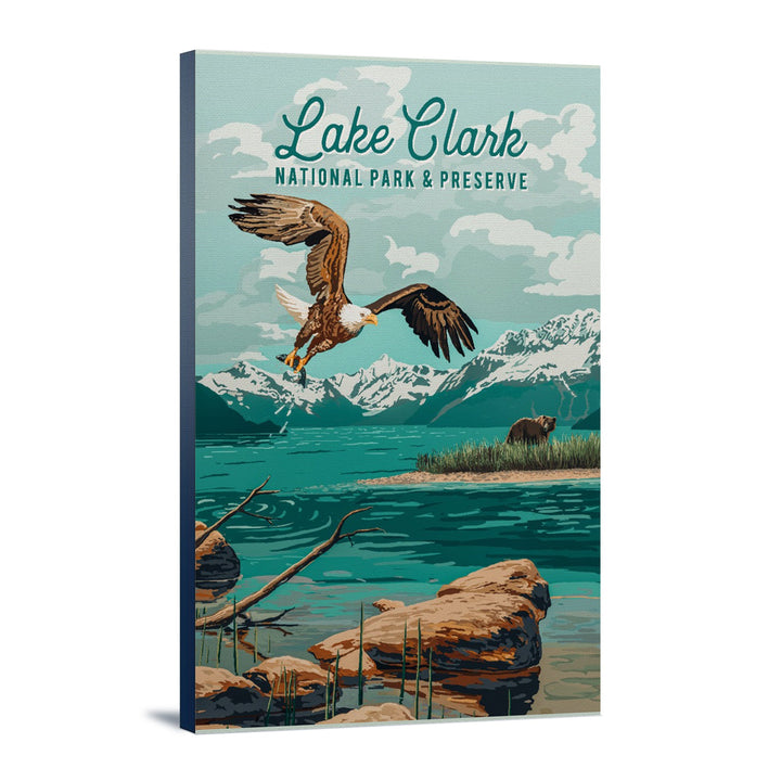 Lake Clark National Park, Alaska, Painterly National Park Series, Stretched Canvas Canvas Lantern Press 24x36 Stretched Canvas 