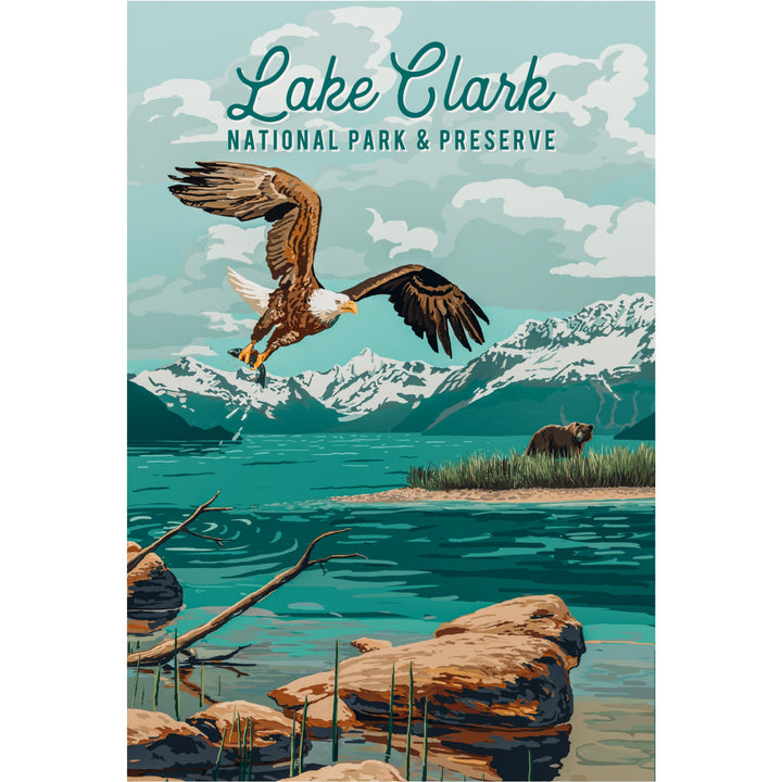 Lake Clark National Park, Alaska, Painterly National Park Series, Stretched Canvas Canvas Lantern Press 