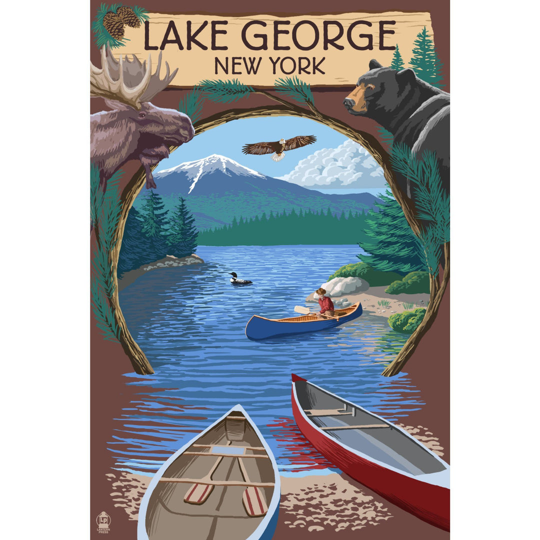 Lake George, New York, Canoe Scene, Lantern Press Artwork, Ceramic Mug Mugs Lantern Press 