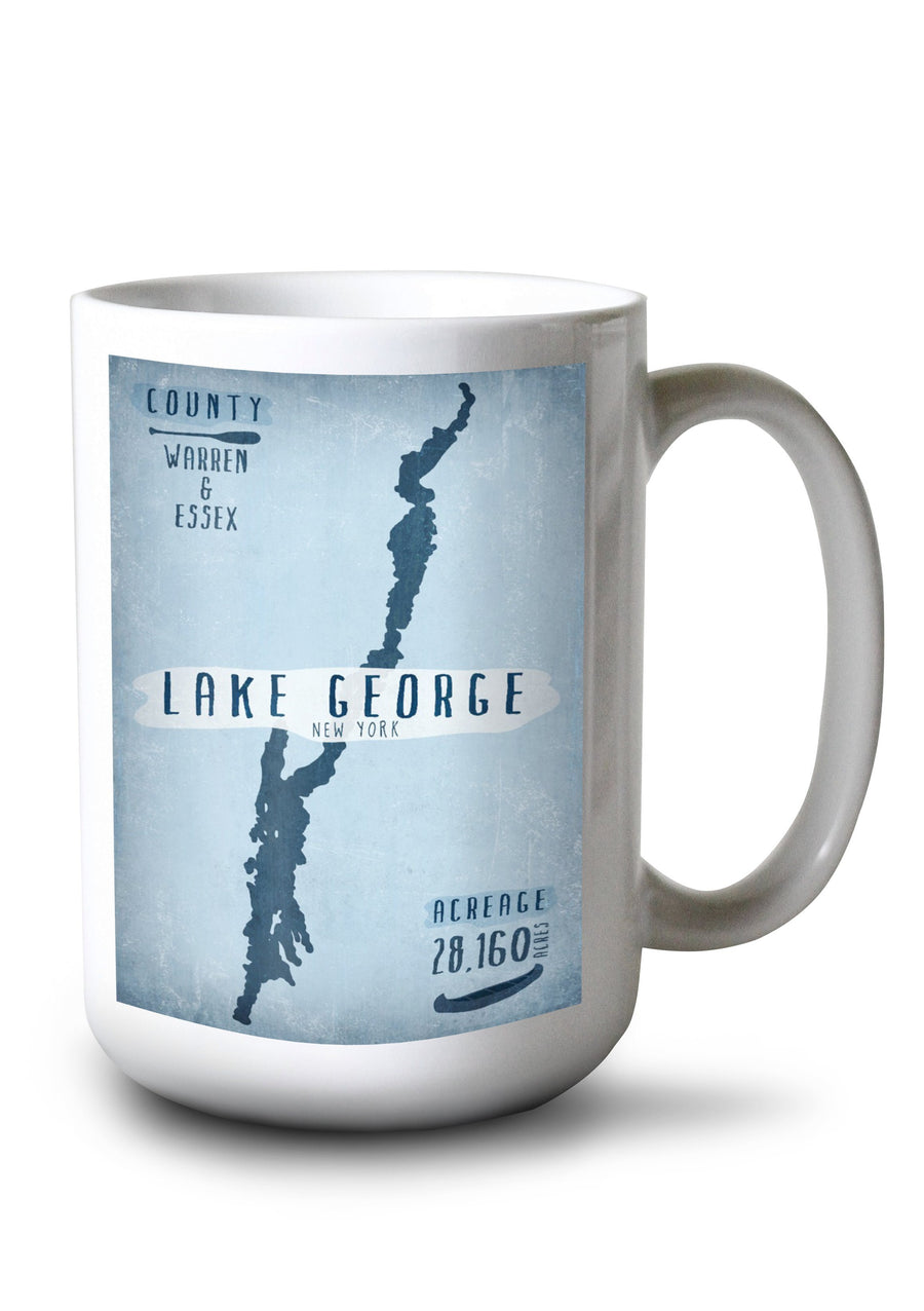 Lake George, New York, Lake Essentials, Shape, Acreage & County, Lantern Press Artwork, Ceramic Mug Mugs Lantern Press 