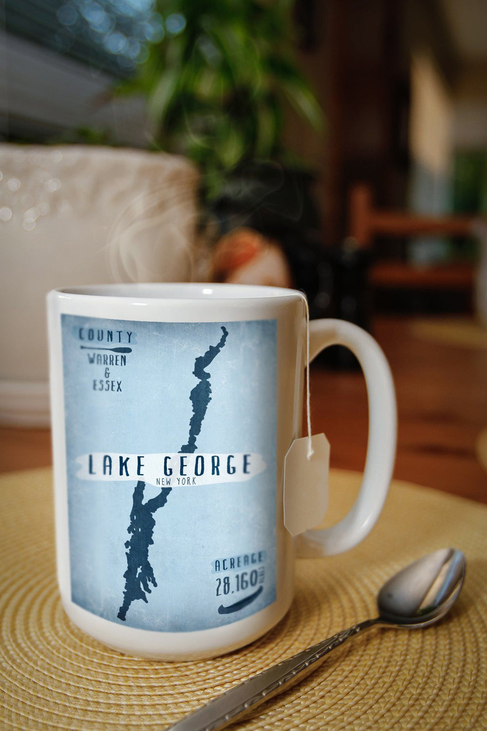 Lake George, New York, Lake Essentials, Shape, Acreage & County, Lantern Press Artwork, Ceramic Mug Mugs Lantern Press 