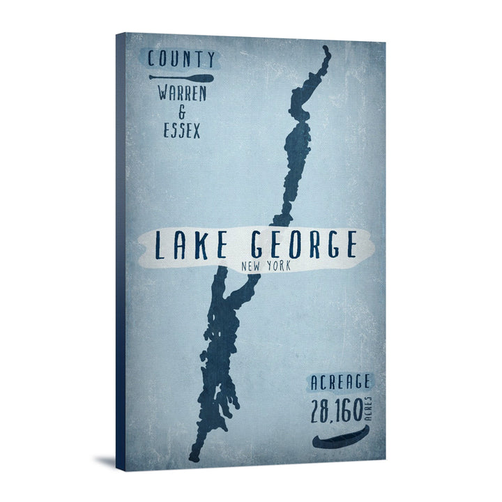 Lake George, New York, Lake Essentials, Shape, Acreage & County, Lantern Press Artwork, Stretched Canvas Canvas Lantern Press 12x18 Stretched Canvas 