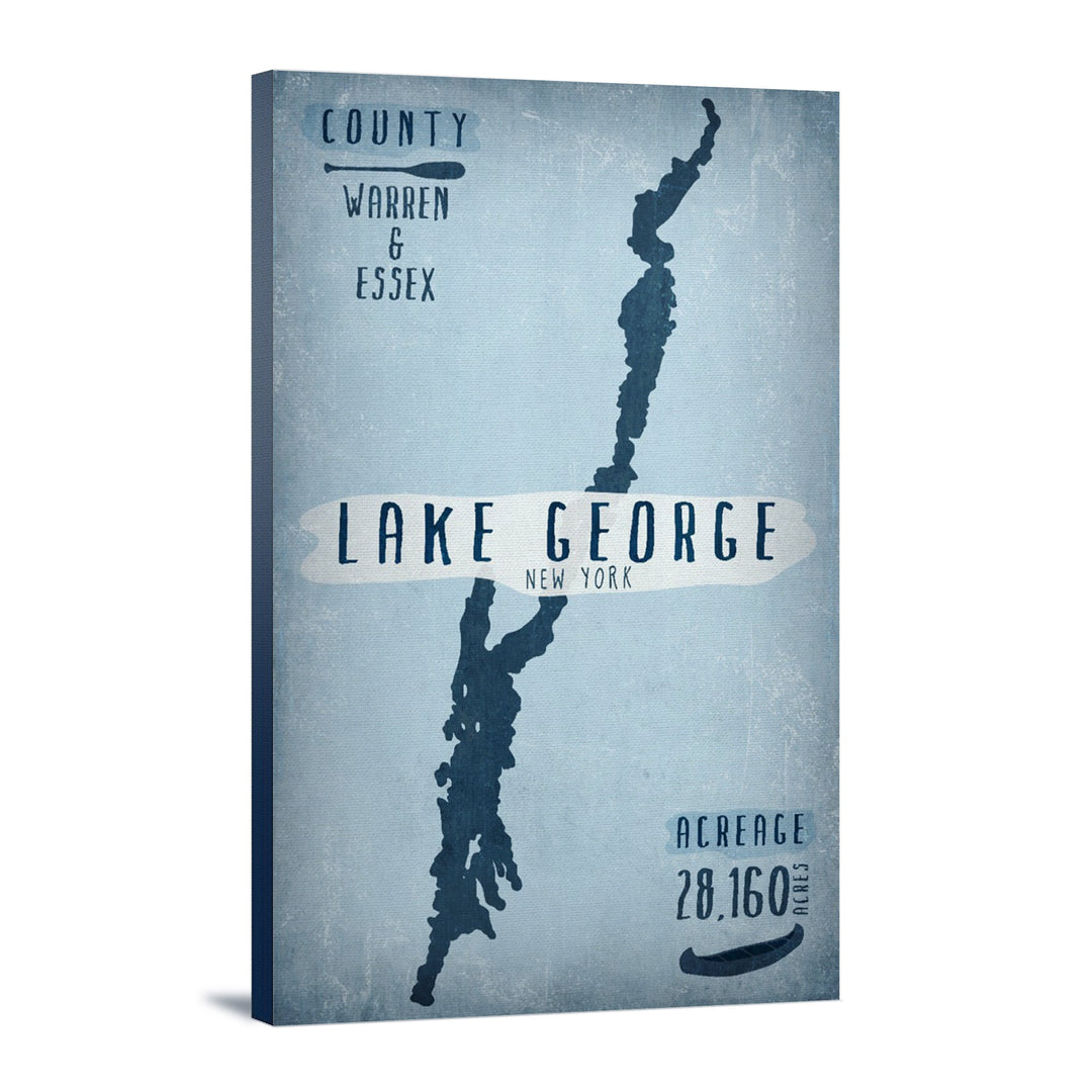 Lake George, New York, Lake Essentials, Shape, Acreage & County, Lantern Press Artwork, Stretched Canvas Canvas Lantern Press 16x24 Stretched Canvas 