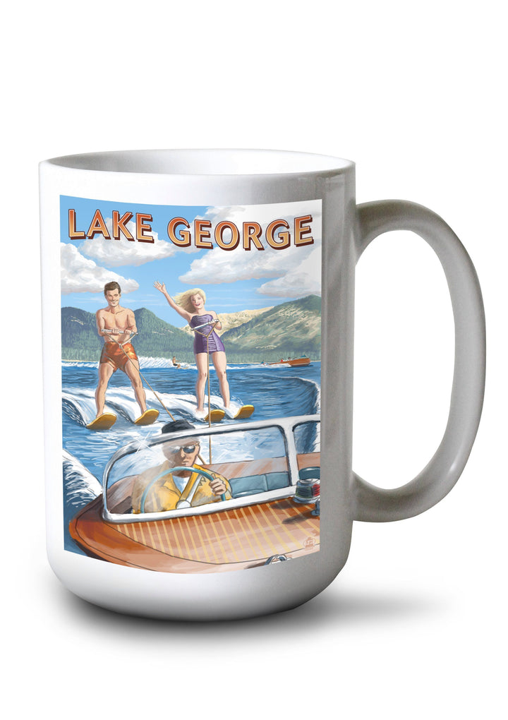 Lake George, New York, Water Skiing Scene, Lantern Press Artwork, Ceramic Mug Mugs Lantern Press 