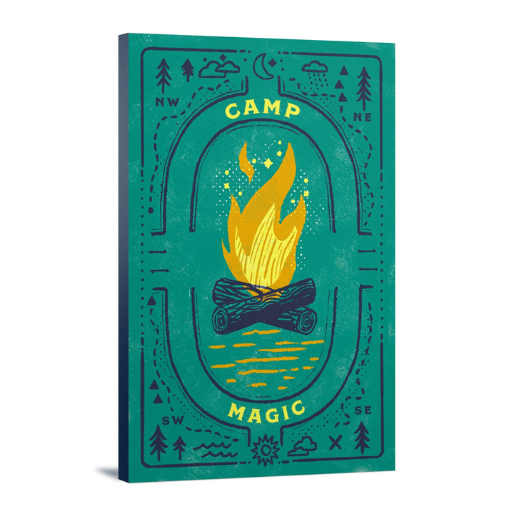 Lake Life Series, Camp Magic, Stretched Canvas Canvas Lantern Press 12x18 Stretched Canvas 