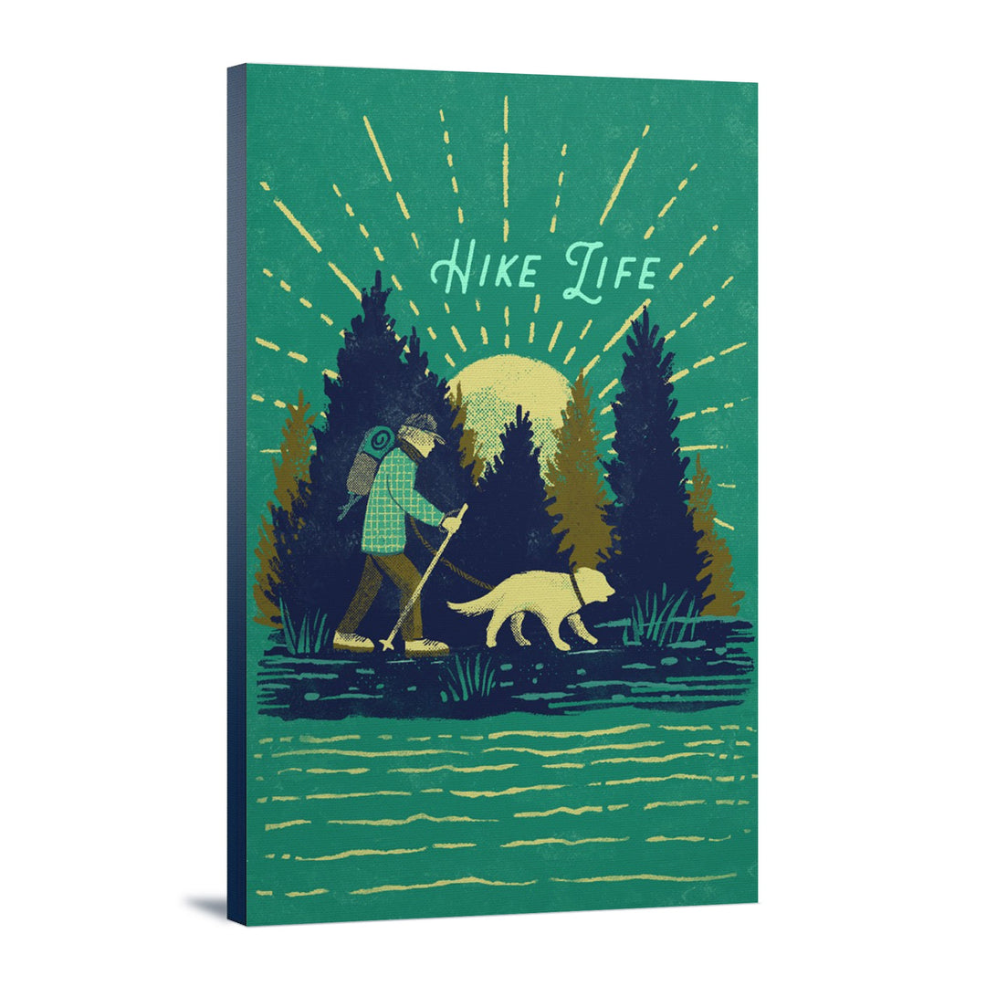 Lake Life Series, Hike Life, Stretched Canvas Canvas Lantern Press 